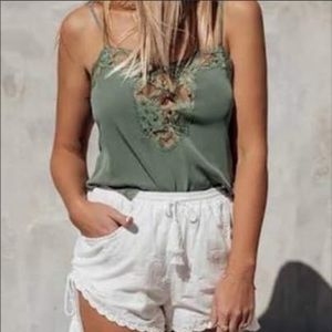 Spell khaki Love Lace cami size M